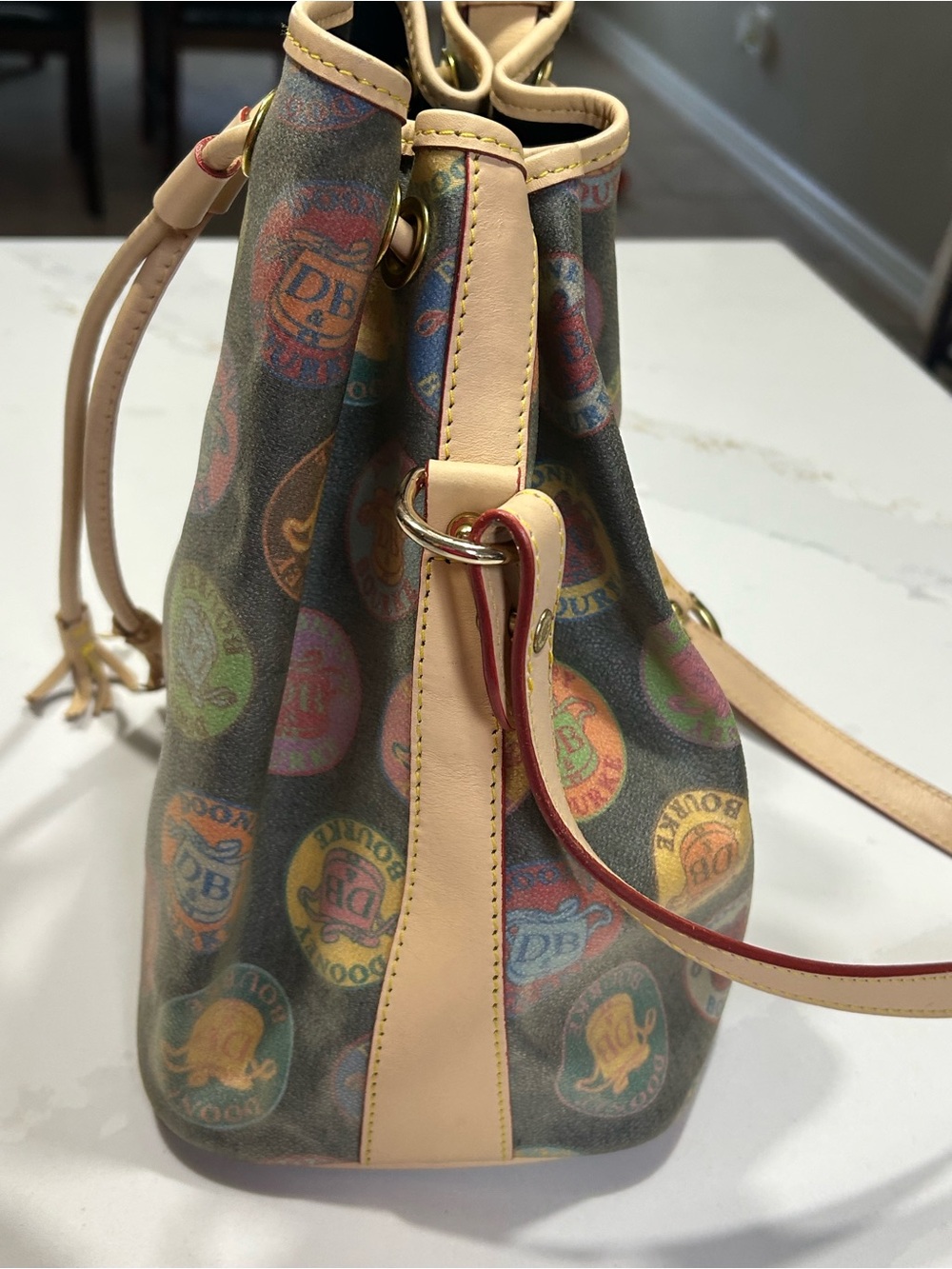 Dooney & Bourke Multicolor Signature Drawstring Bucket Bag - Picture 5 of 12